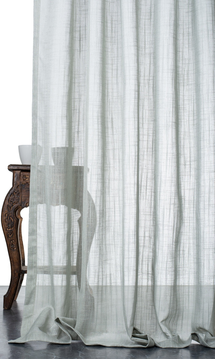 Textured Sheer Home Textile Fabric Material By the Yard (Ice Grey-Blue)