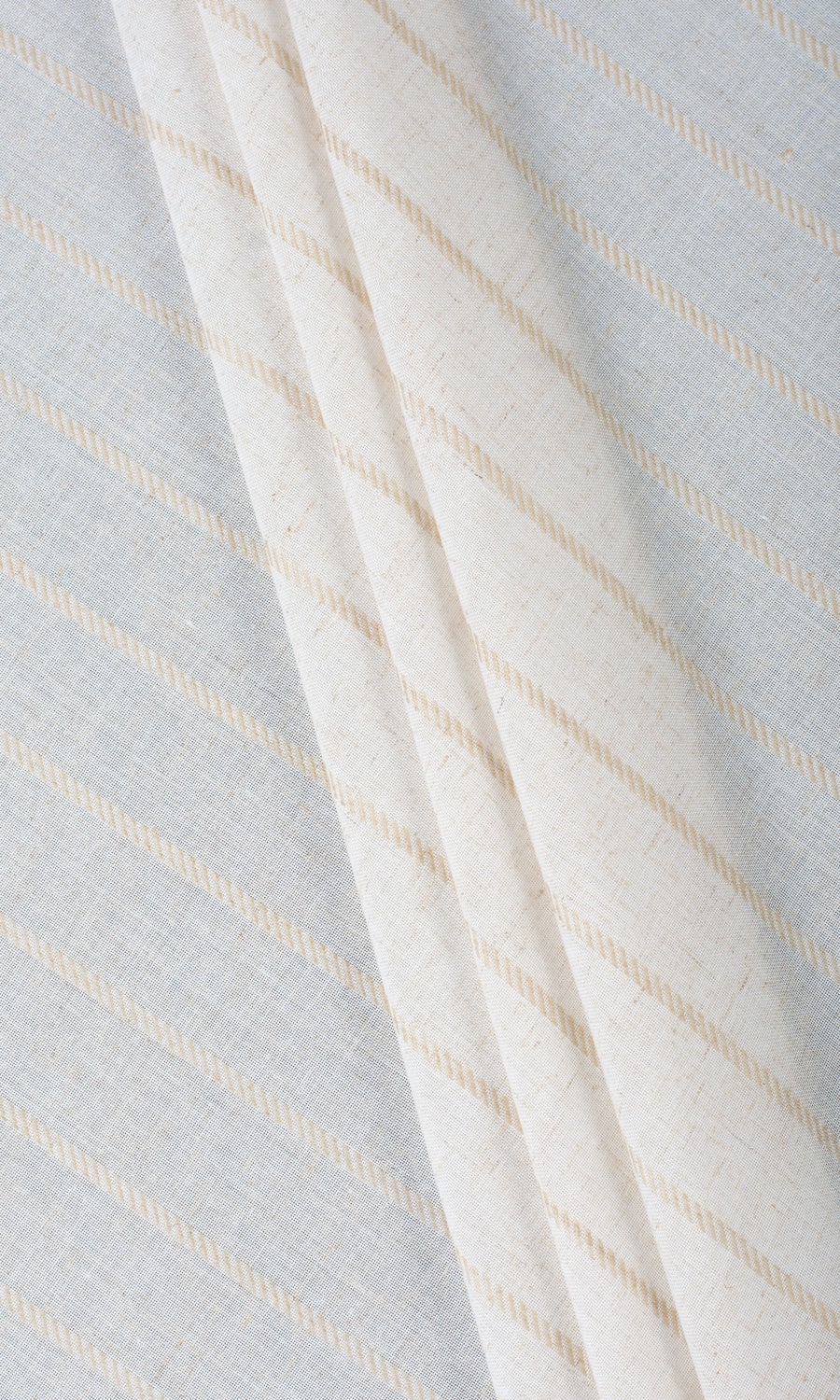 Striped Sheer Linen Blend Window Treatments Fabric By the Yard (White/ Beige)