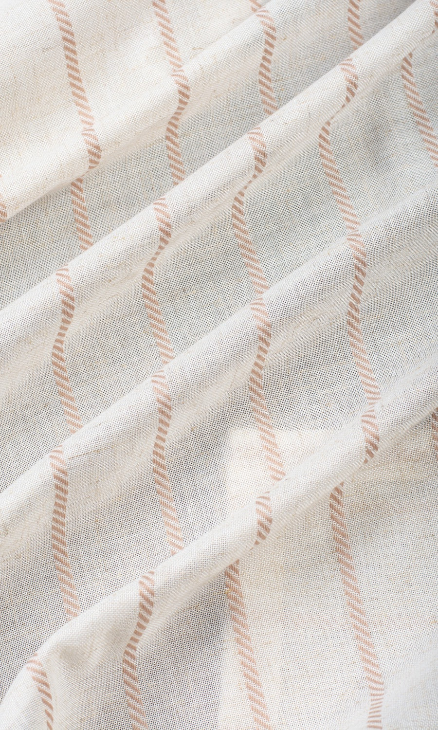 Striped Home Décor Fabric By the Yard (Milky White/ Baby Pink)