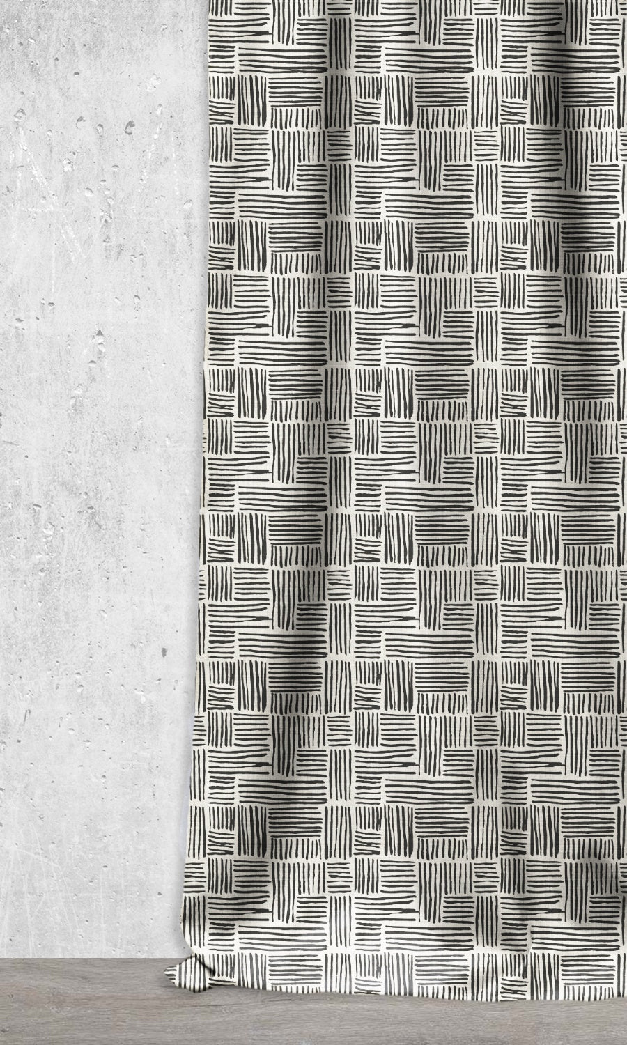 Modern Print Home Décor Fabric By the Metre (Black/ Ivory)