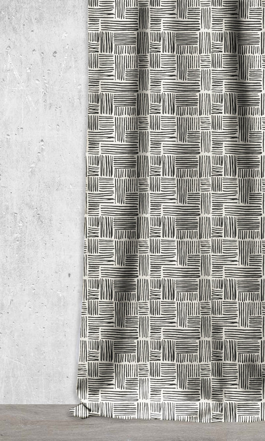 Modern Print Curtains (Black/ Ivory)