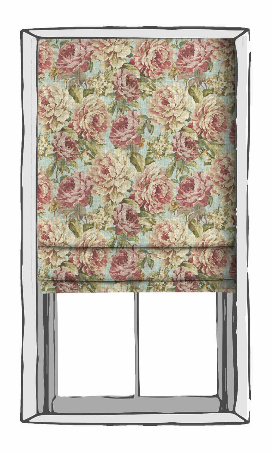 Classic Floral Patterned Window Treatments Fabric By the Metre (Pink & Blue)