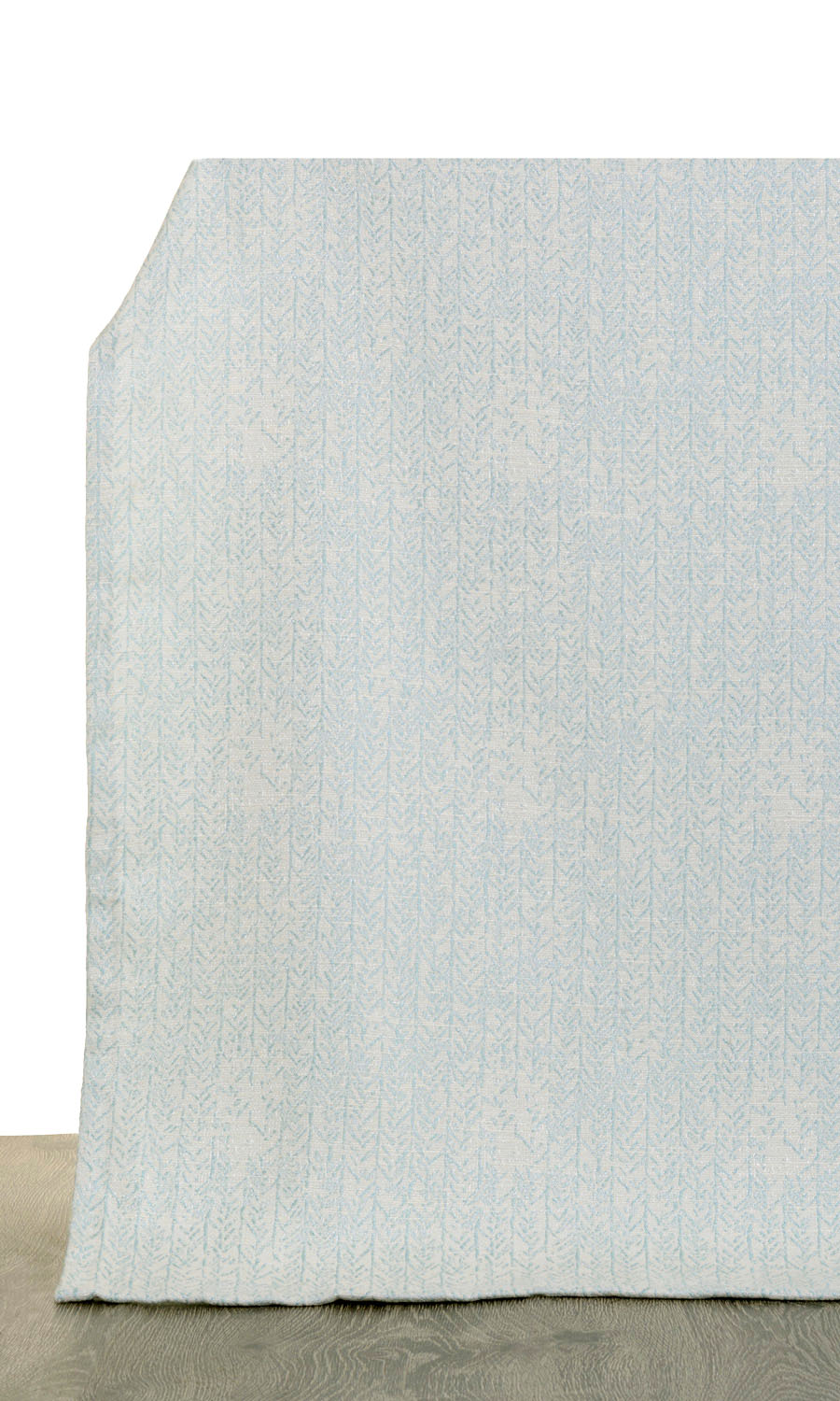Herringbone Poly-Cotton Window Treatments Fabric Sample (White/ Blue)