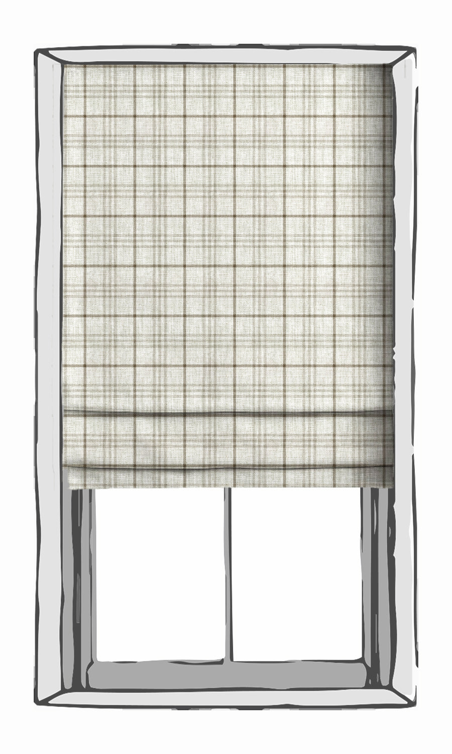 Checkered Window Treatments Fabric By the Yard (Linen White/ Pale Brown)