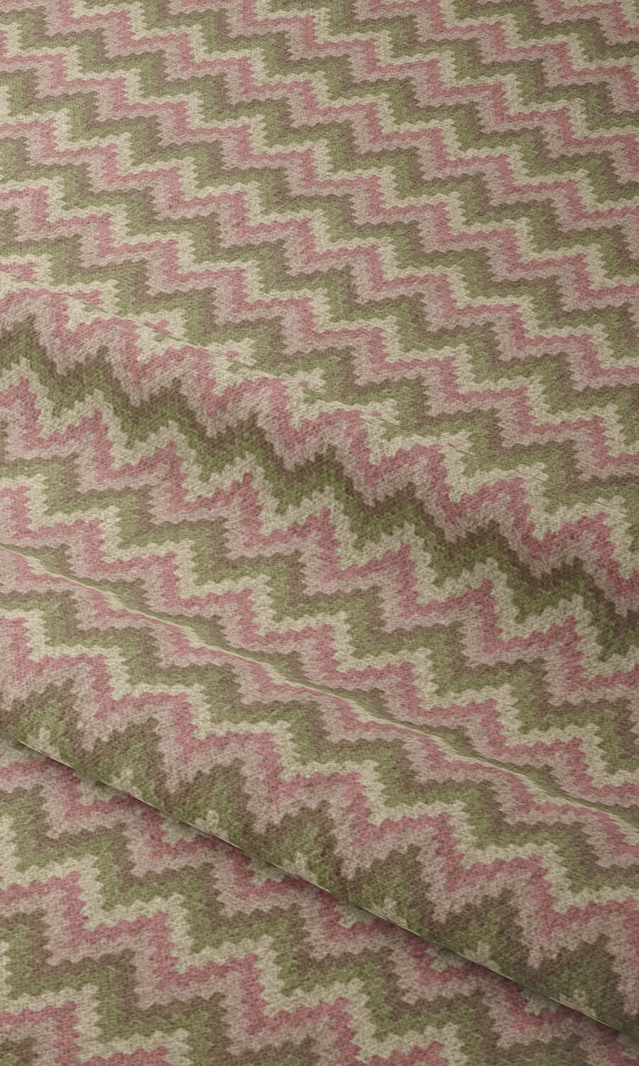 Chevron Patterned Free Fabric Material Sample (Pink/ Green)
