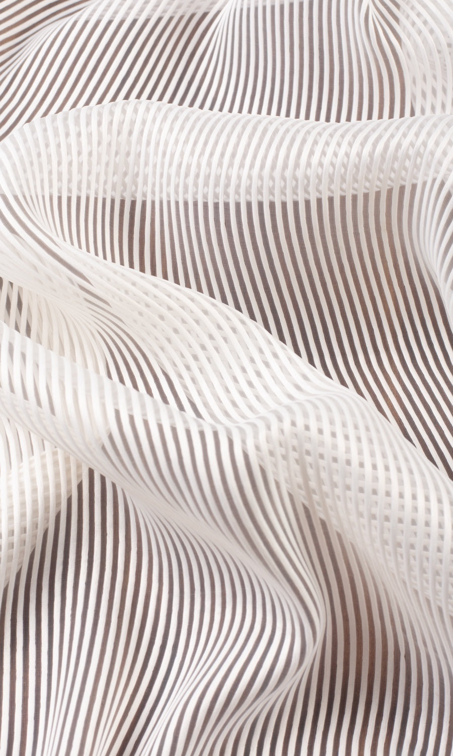 Striped Sheer Fabric Material By the Yard (White)