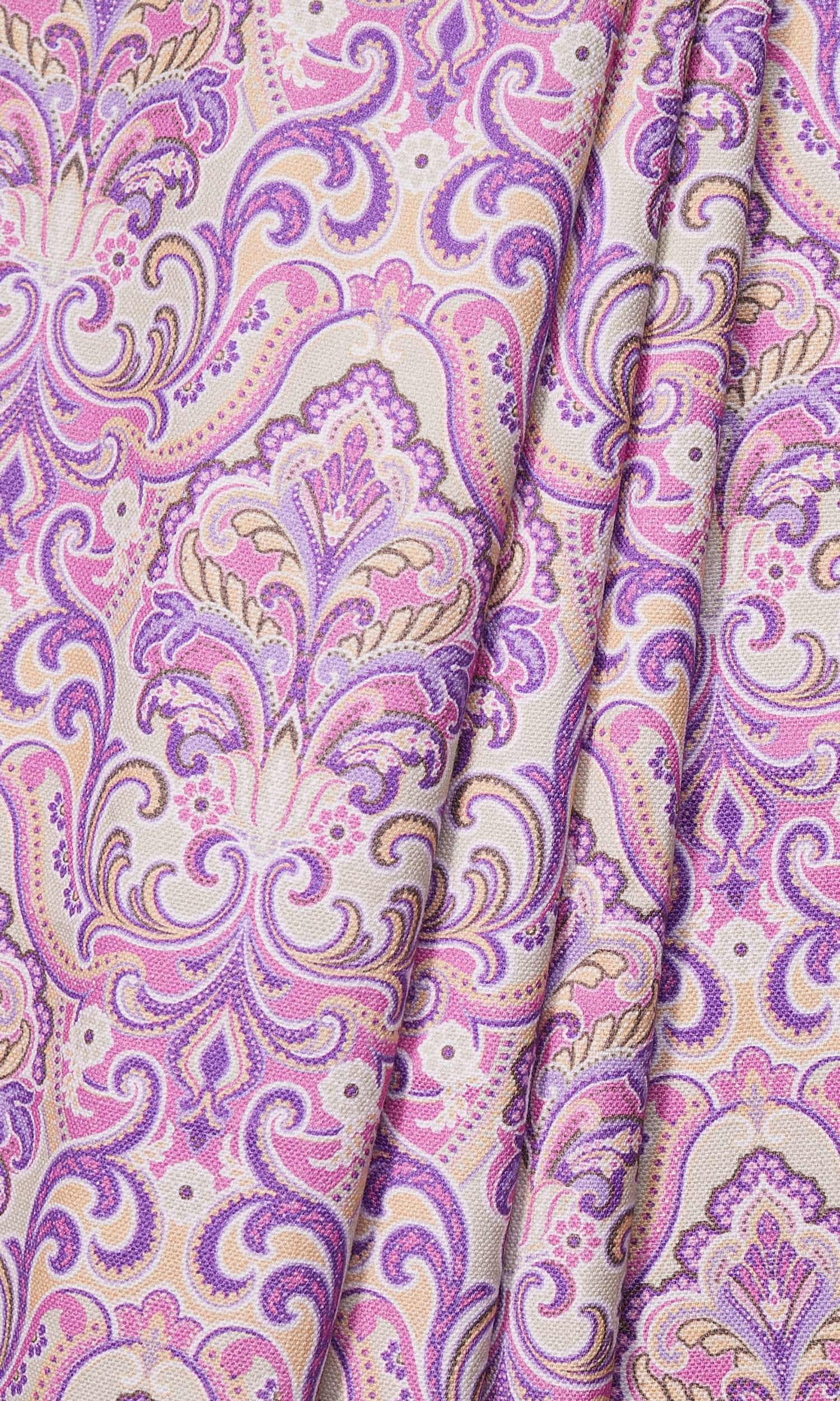 Fleur De Lis Print Window Treatments Fabric Sample (Pink/ Purple)