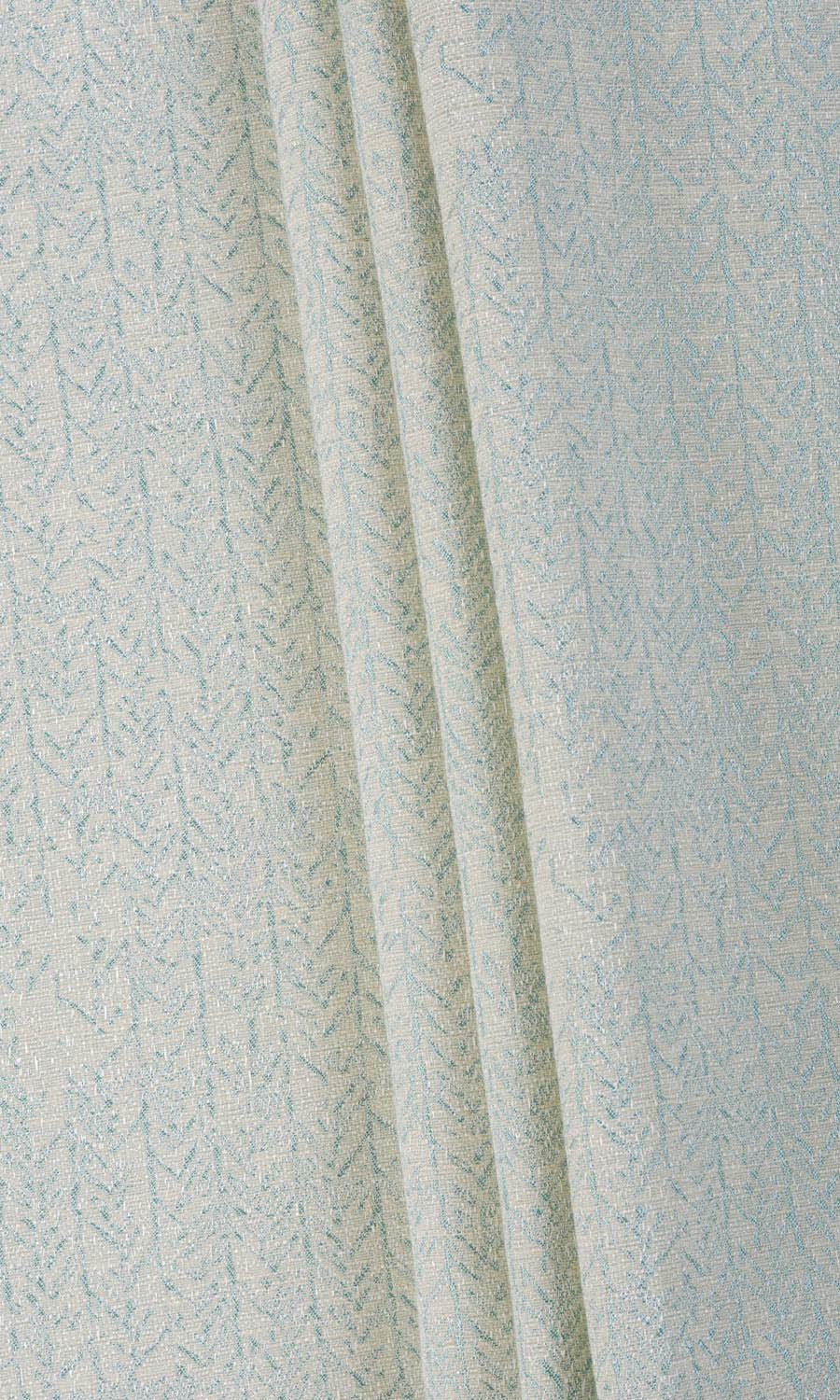 Herringbone Poly-Cotton Free Fabric Material Sample (White/ Blue)