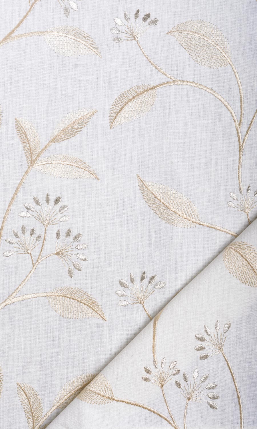 Floral Embroidery Fabric Material By the Yard (White/ Cream)