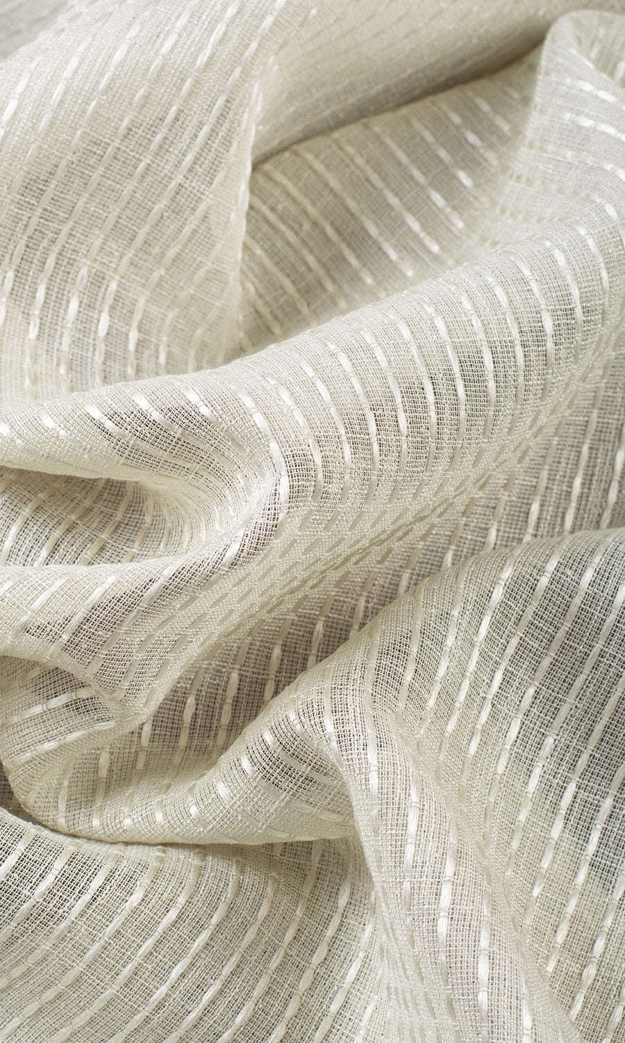 Striped Embroidery Sheer Fabric By the Yard for Curtains & Drapes (Gray)