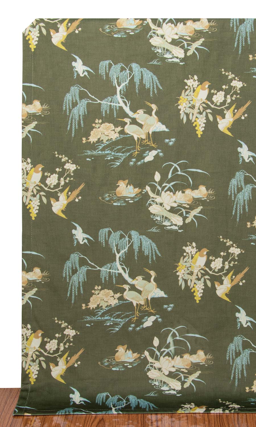 Chinoiserie Toile Velvet Home Décor Fabric By the Yard (Olive Green)