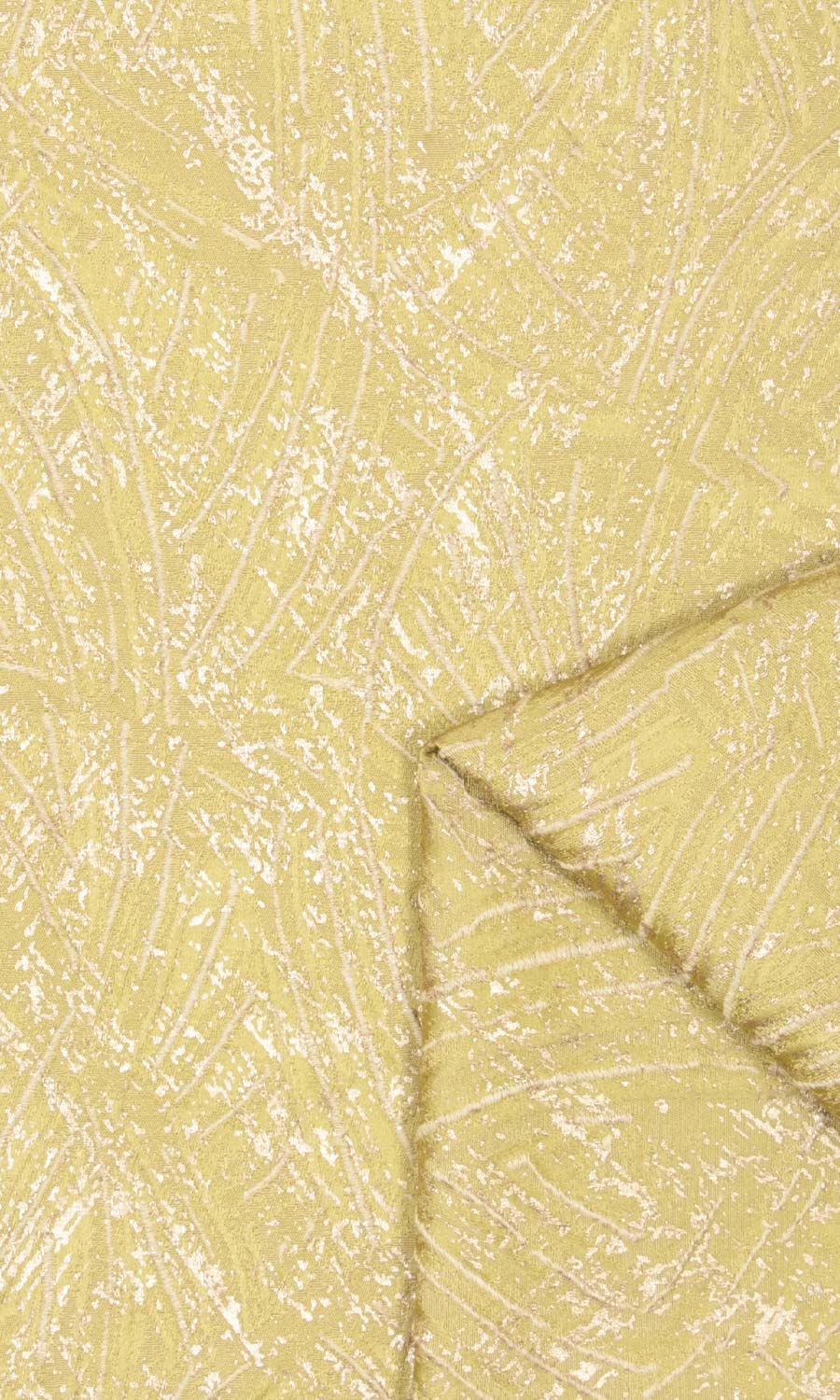 Textured Fabric Material By the Yard (Chartreuse Yellow/ White)
