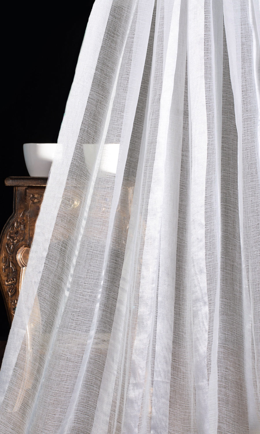 Striped Sheer Home Textile Fabric Material By the Yard (White)