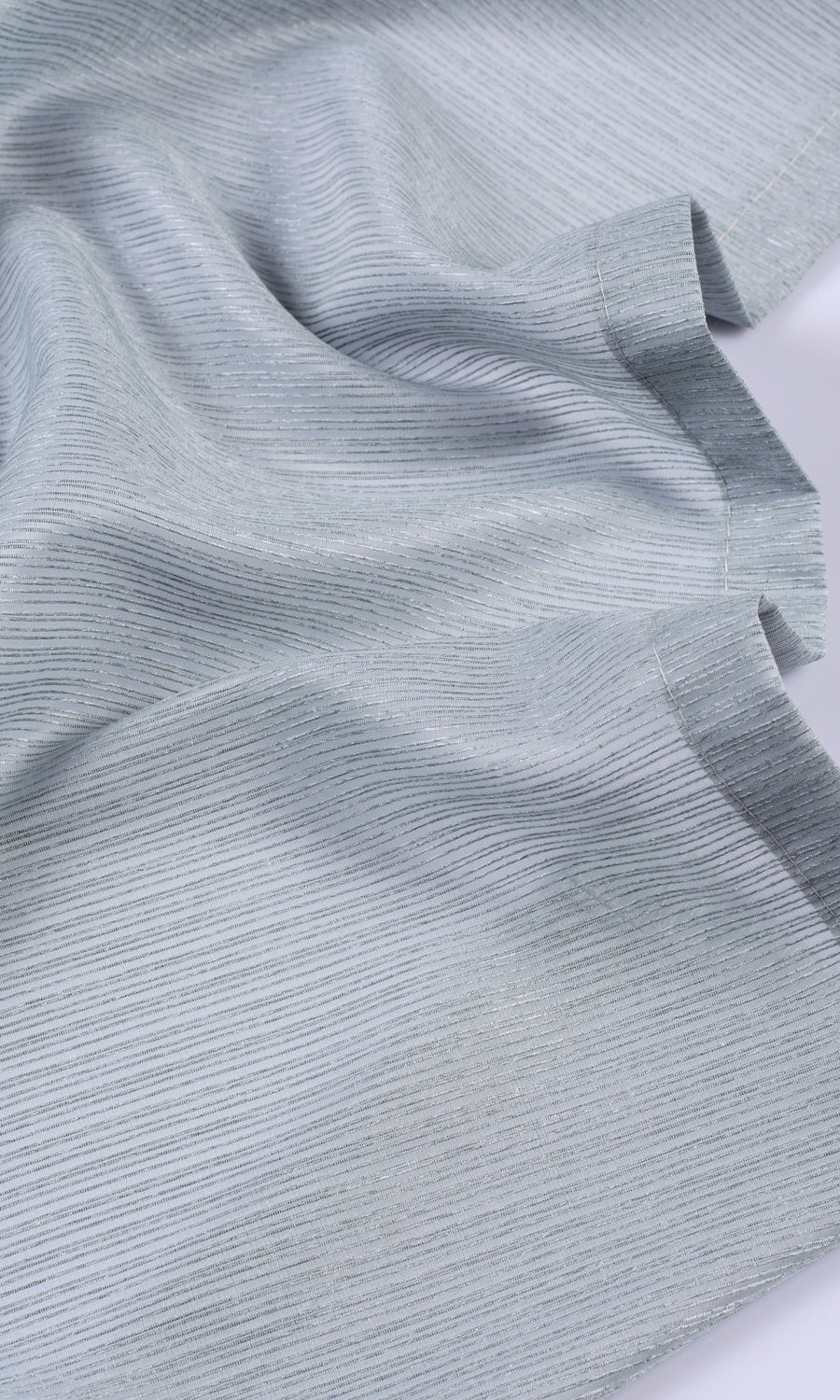 Striped Sheer Fabric Sample for Curtains & Drapes (Periwinkle Gray)