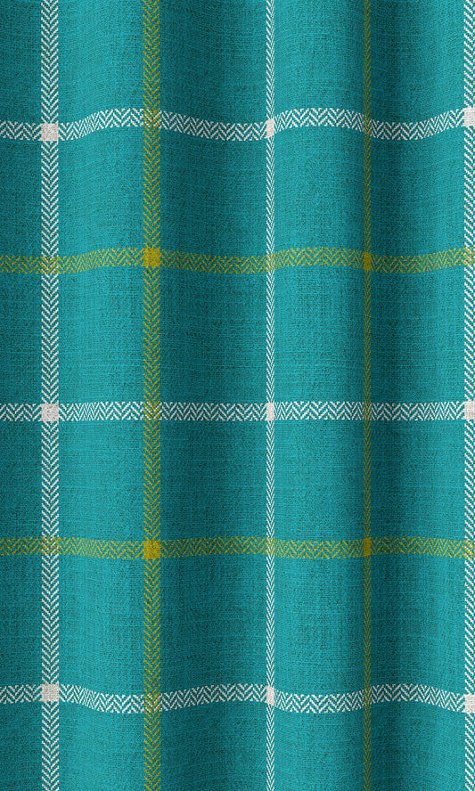 Modern Check Print Home Décor Fabric Sample (Turquoise Blue)