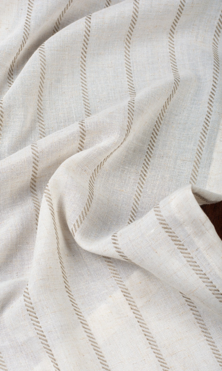 Striped Sheer Fabric Sample for Curtains & Drapes (Cream/ Brown)