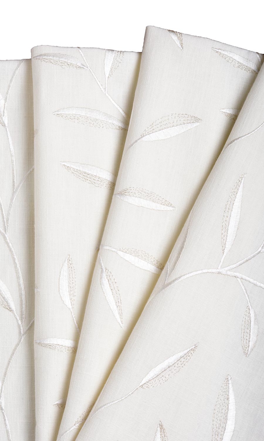Floral Embroidery Fabric By the Yard for Curtains & Drapes (White/ Cream)