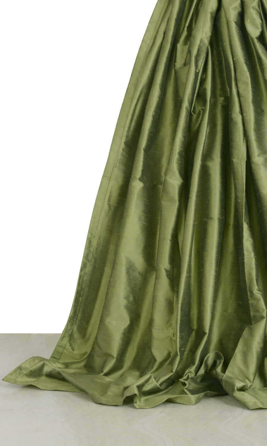 Shantung Silk Window Treatments Fabric Sample (Olive Green)