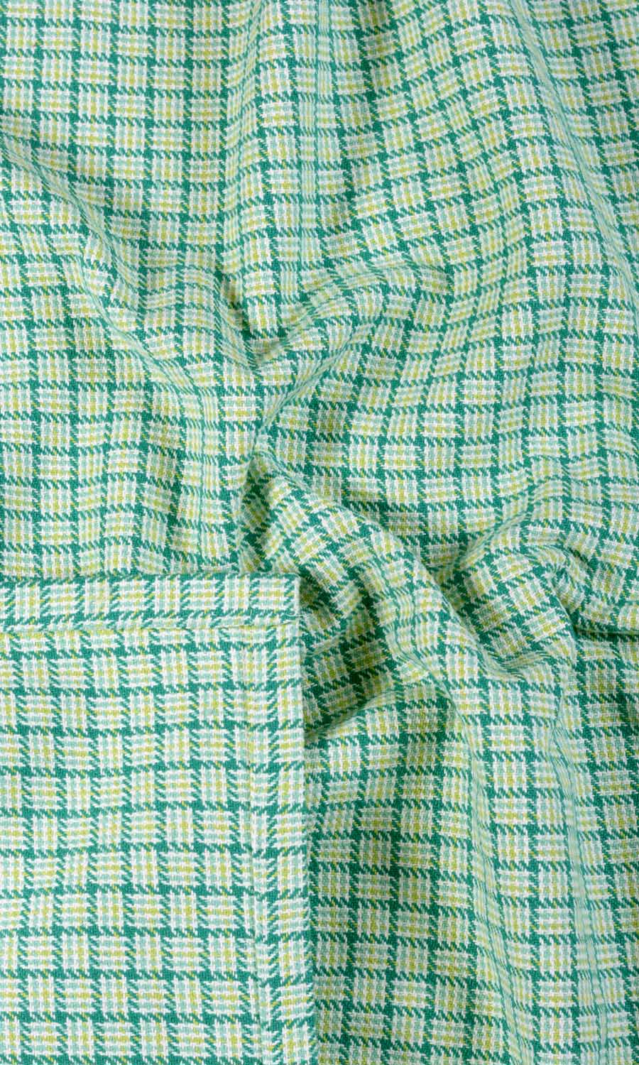 Basketweave Cotton Fabric By the Yard for Curtains & Drapes (Green/ Blue)