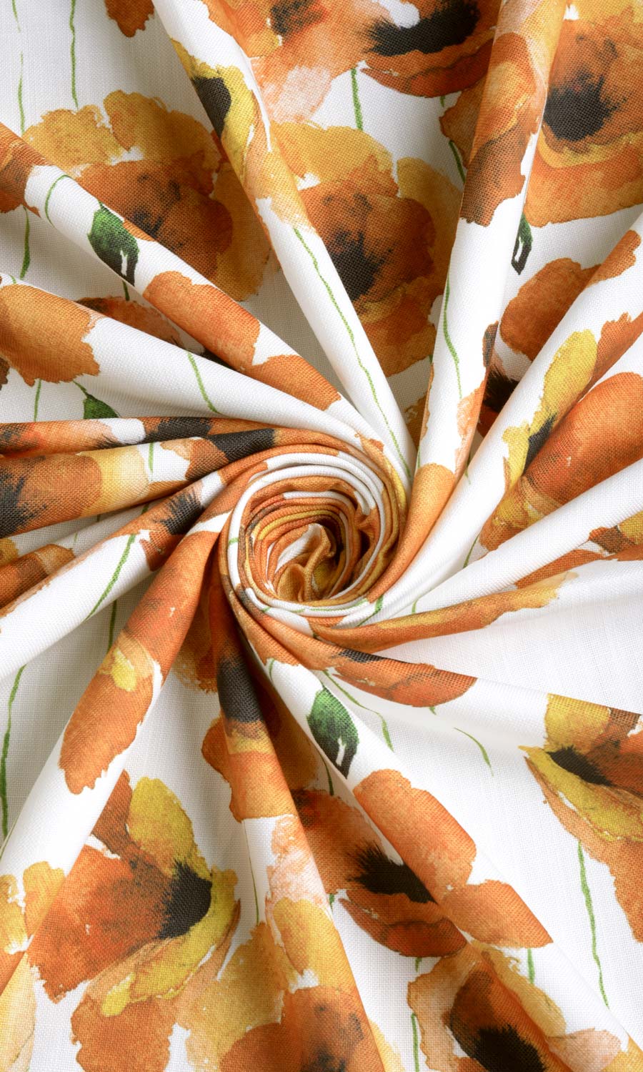 Floral Print Fabric Sample for Curtains & Drapes (Orange/ Yellow)