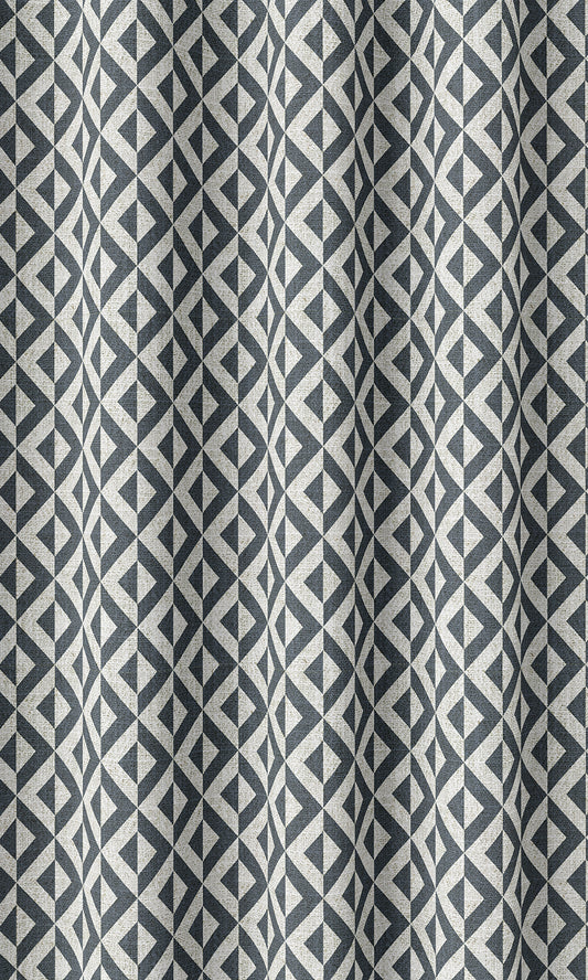 Geometric Print Home Décor Fabric Sample (Petrol Blue/ White)