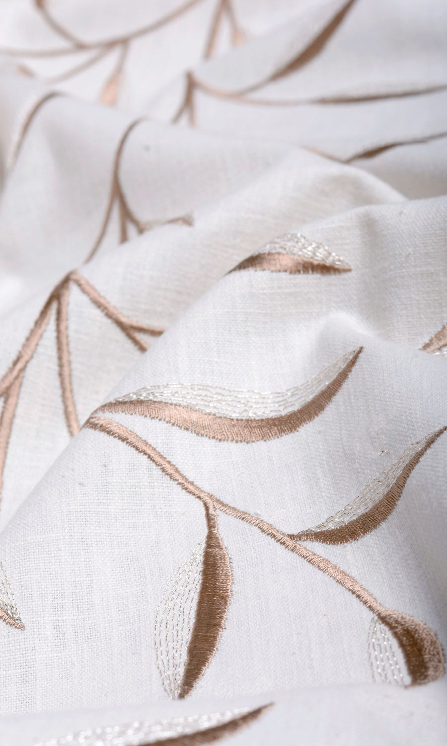 Floral Embroidery Home Textile Fabric Material By the Yard (Cream)
