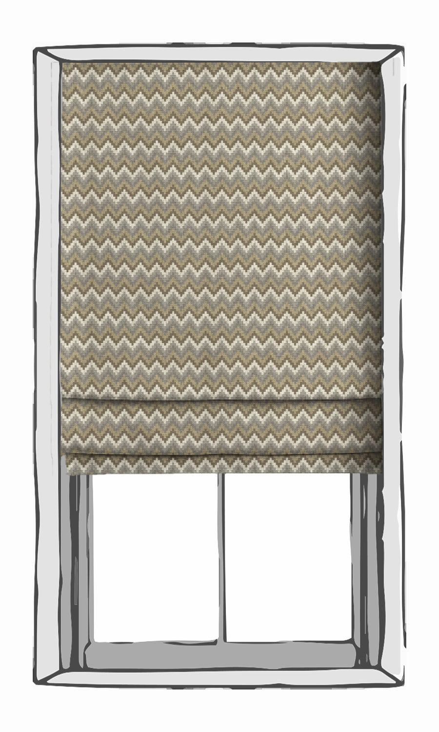 Chevron Patterned Window Treatments Fabric Sample (Brown/ Grey)