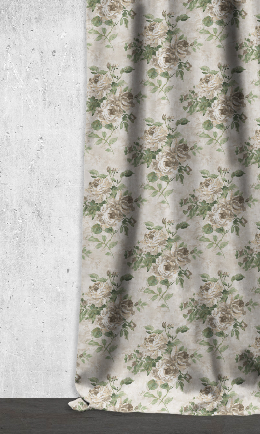 Dimout Floral Home Décor Fabric By the Yard (Green/ Grey)