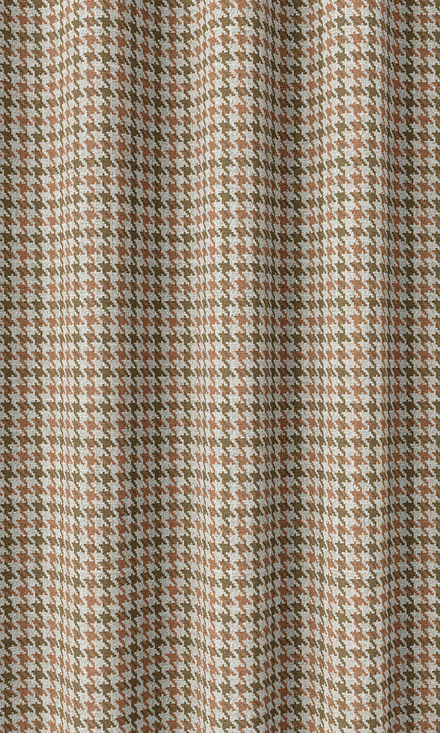 Houndstooth Home Décor Fabric Sample (Orange & Green)