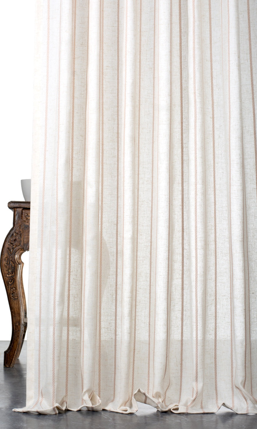 Striped Window Treatments Fabric By the Yard (Milky White/ Baby Pink)
