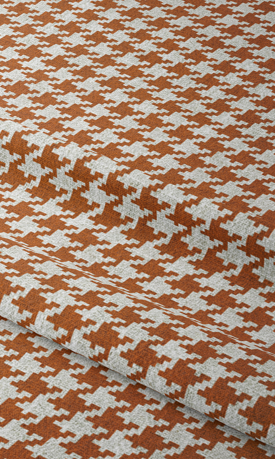 Houndstooth Window Treatments Fabric By the Metre (Burnt Orange/ White)