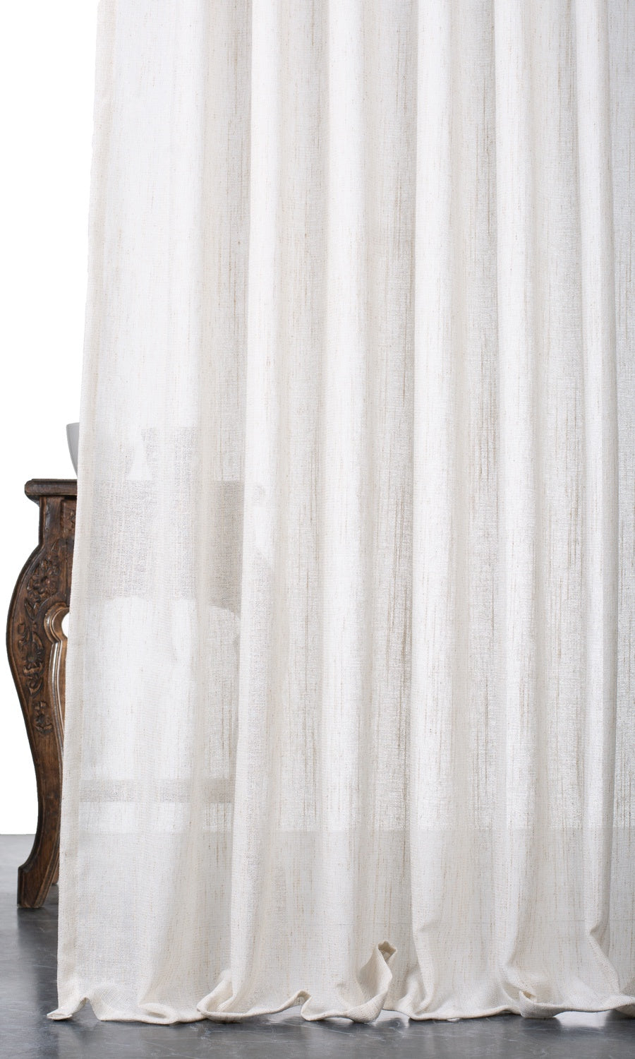 Poly-Linen Sheer Home Textile Fabric Material By the Yard (Ivory)