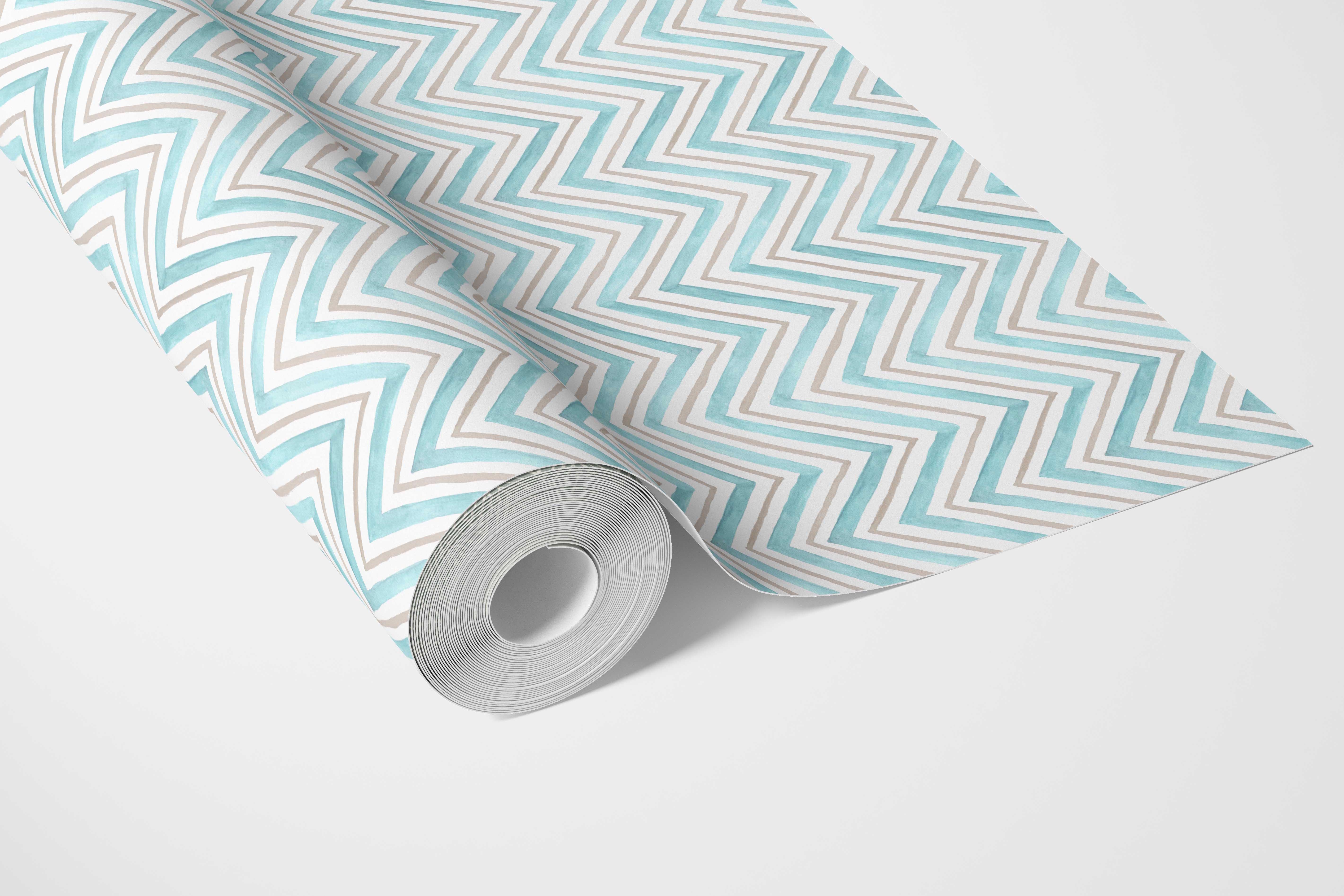 Geometric Zigzag/ Chevron Kitchen Wallpaper (Blue)
