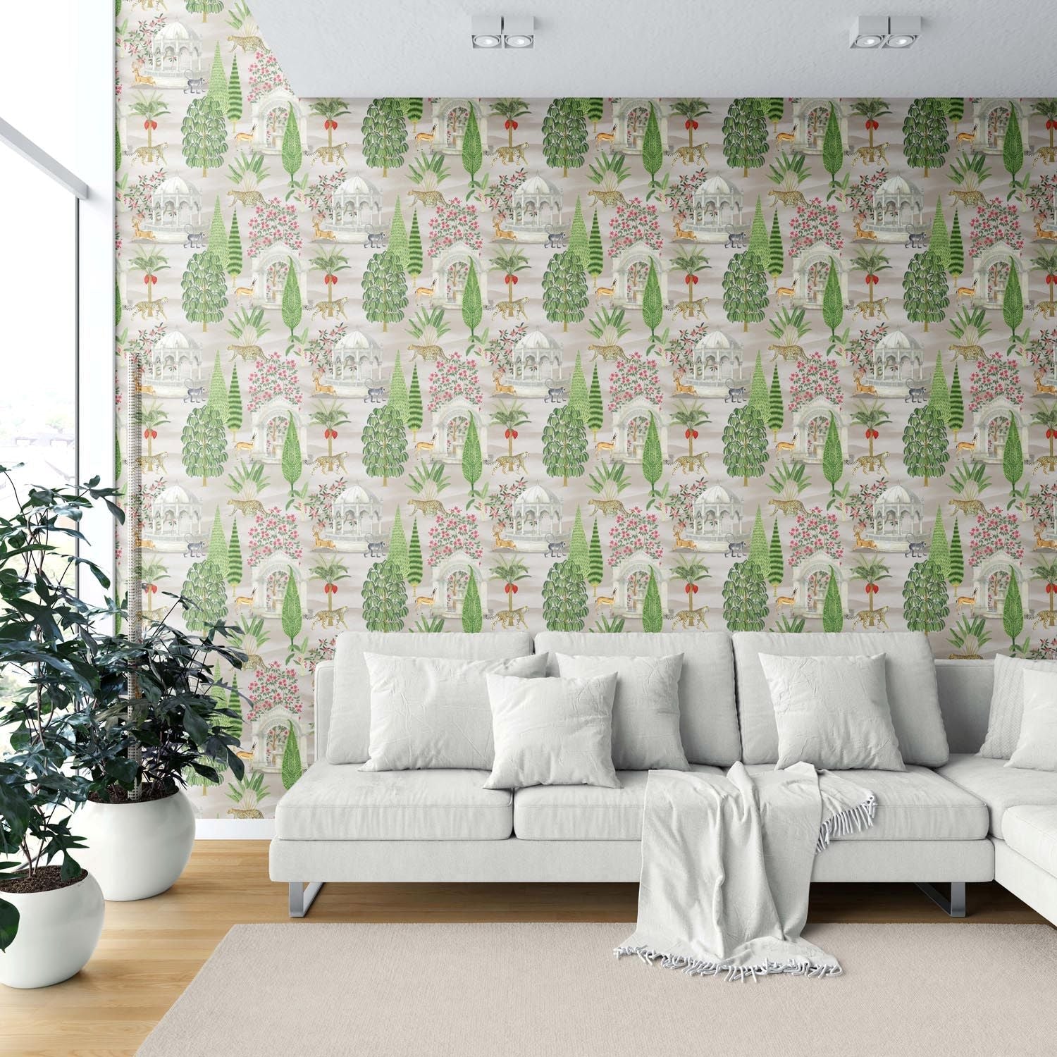 Vintage Heritage/ Ethnic Chinoiserie Shower Toilet Wallpaper (White/ Green/ Pink/ Tan/ Red)