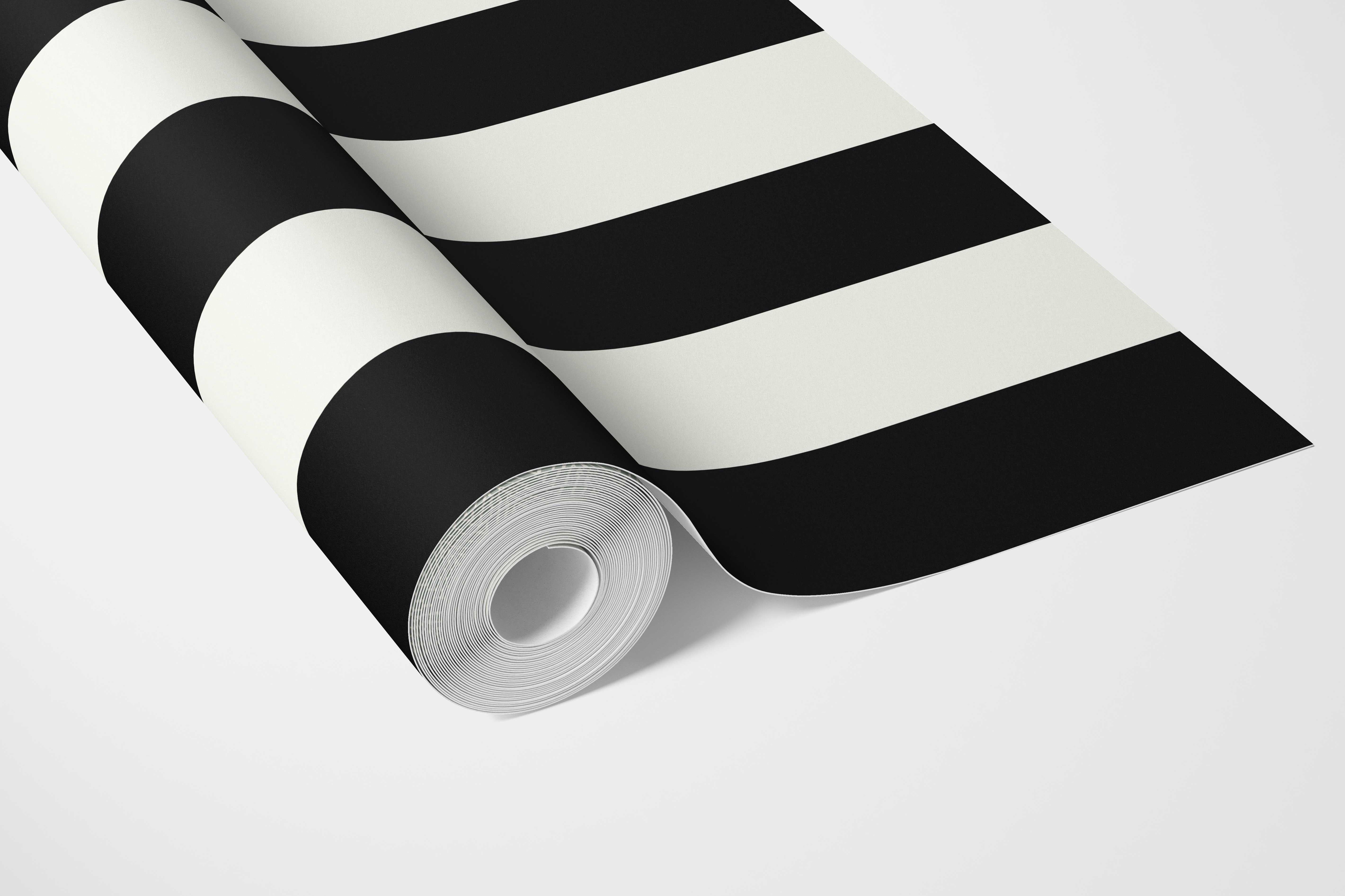 Neutral Scandi/ Geometric Striped Bathroom Wallpaper Sample (Black/ White)