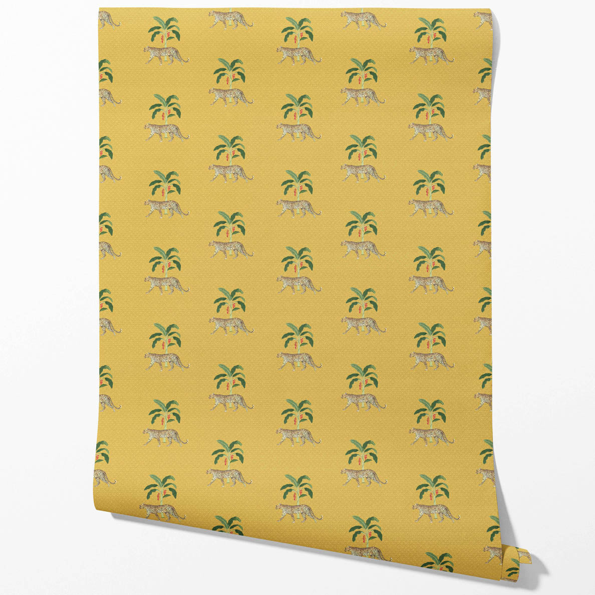 Leopard Animal Print Traditional Wallpaper (Yellow/ Green/ Red/ Tan)
