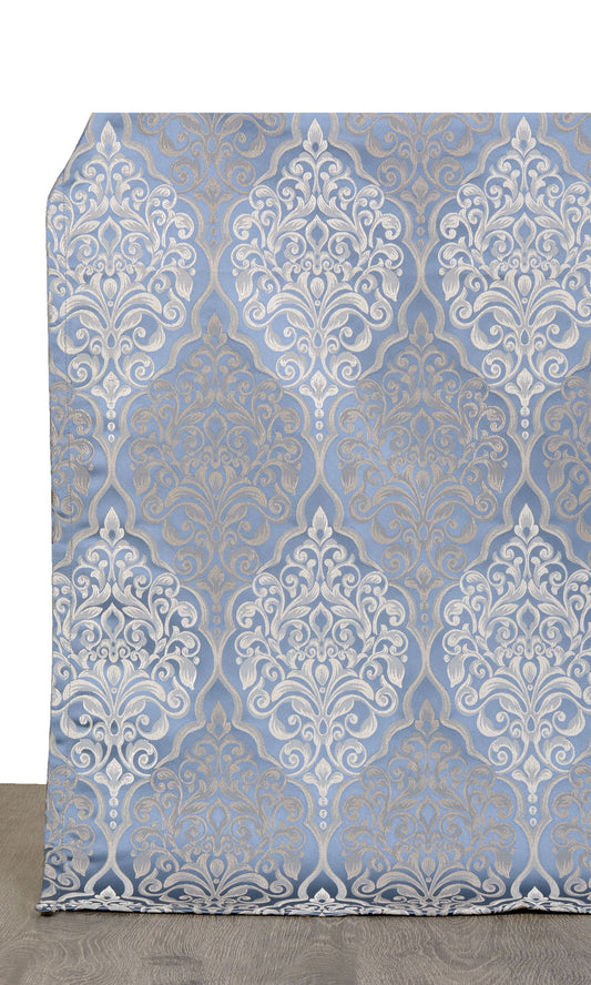 Damask Home Décor Fabric By the Yard (Navy Blue/ White)