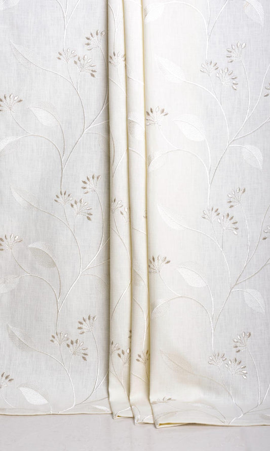 Floral Embroidery Home Décor Fabric By the Yard (White/ Cream)
