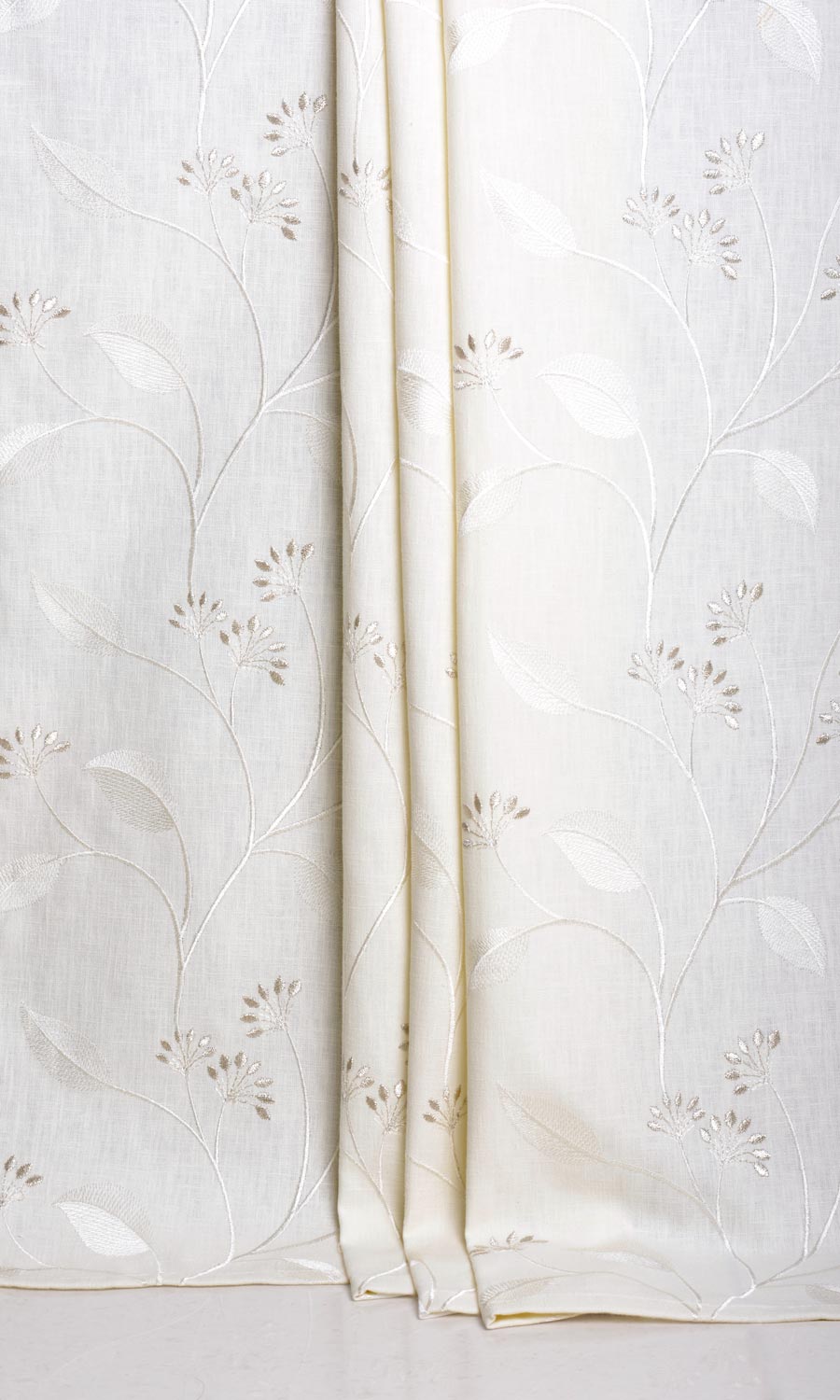 Floral Embroidery Home Décor Fabric By the Yard (White/ Cream)
