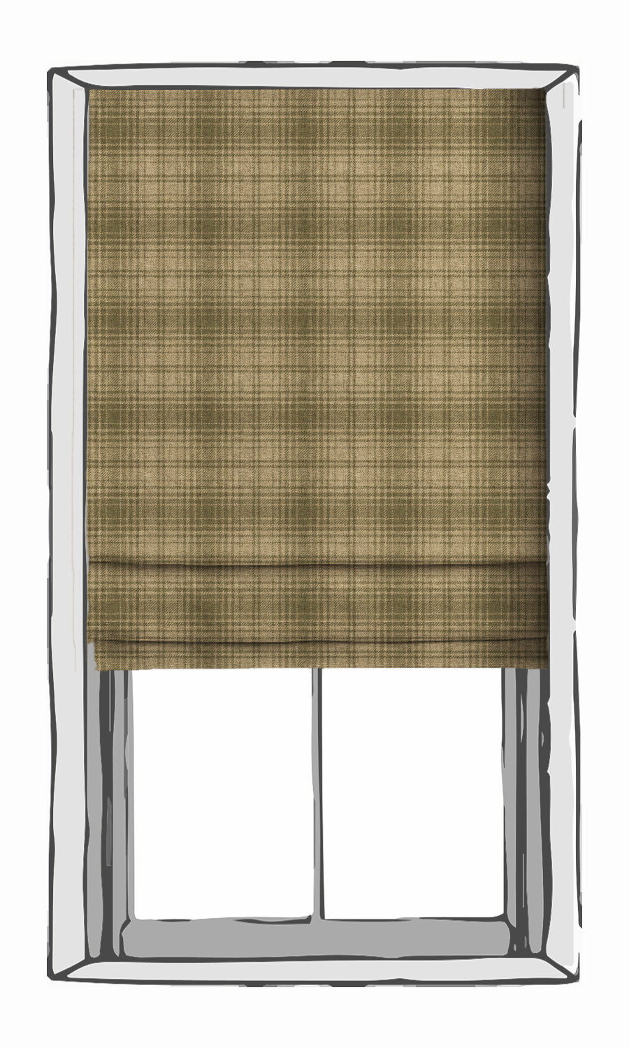 Plaid Print Window Treatments Fabric By the Yard (Olive Green & Beige)