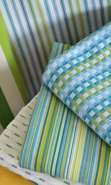 Cotton Window Treatments Fabric Sample (Blue/ Green/ Yellow)