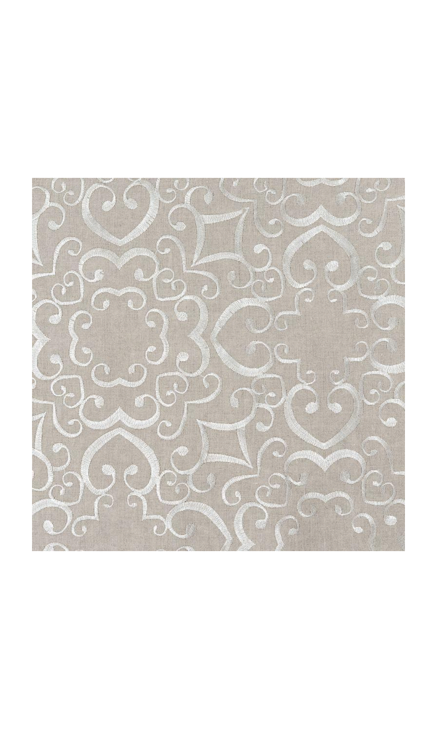 Floral Embroidered Linen Free Fabric Material Sample (Brown)