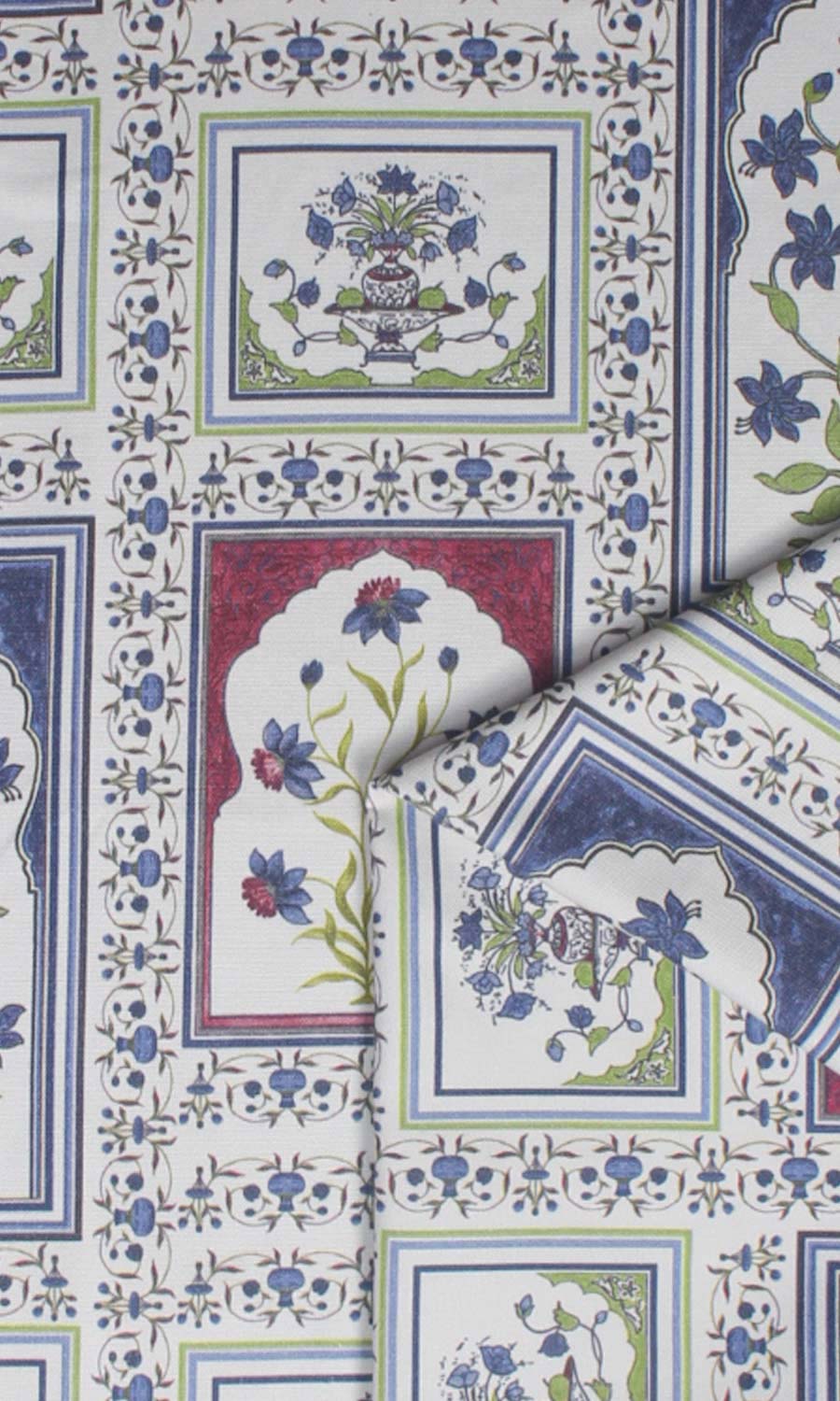 Floral Cotton Home Textile Fabric Material By the Yard (White/ Blue/ Pink)