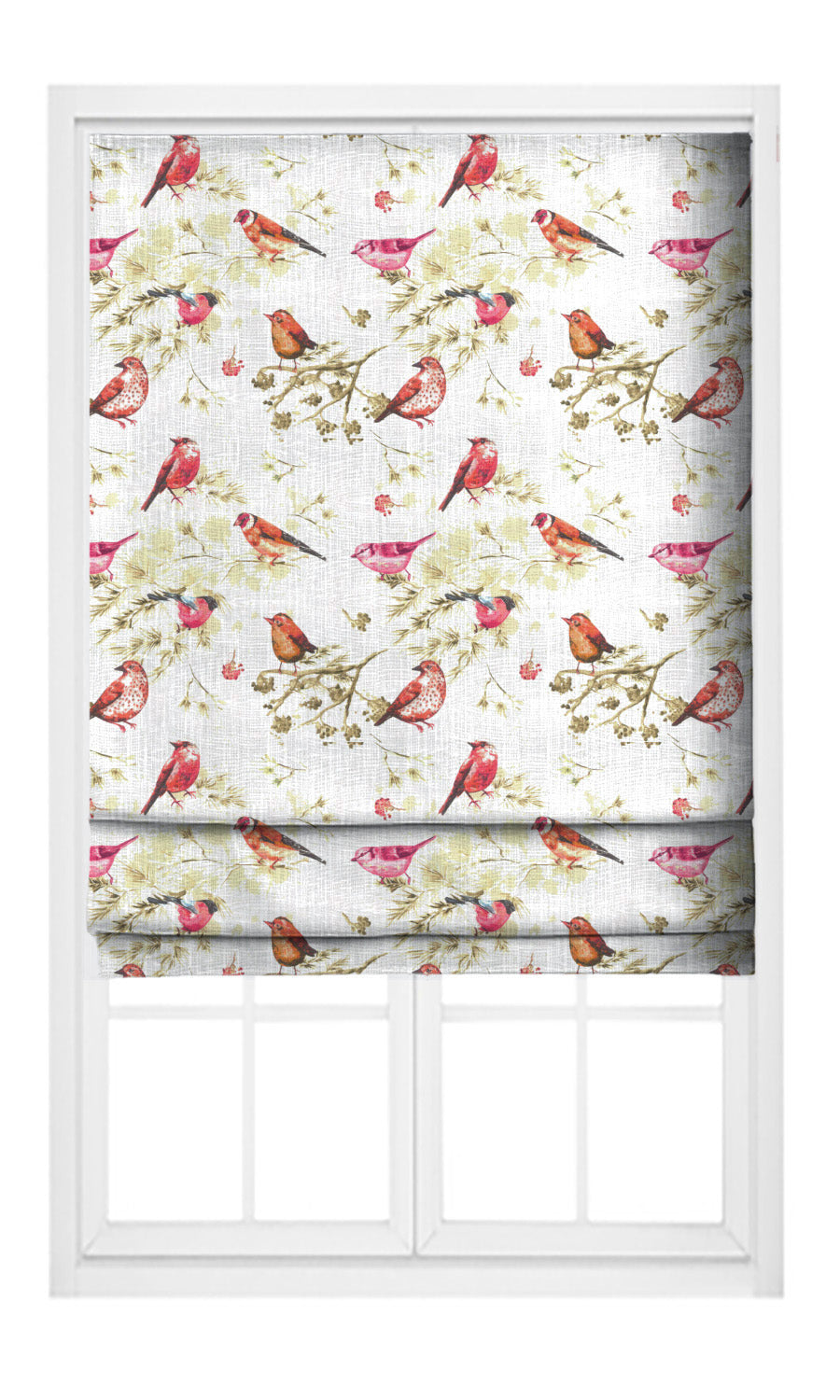 Bird-Print Cotton Home Textile Fabric Material By the Yard (Orange/ Pink/ White)
