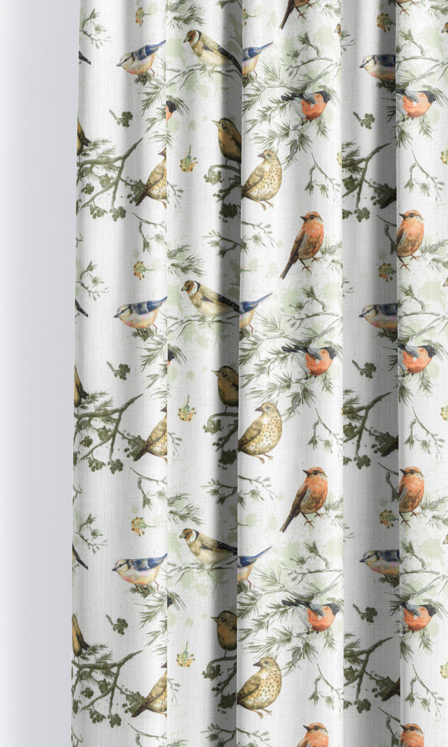 Bird-Print Cotton Home Décor Fabric By the Yard (Yellow/ Orange/ White)