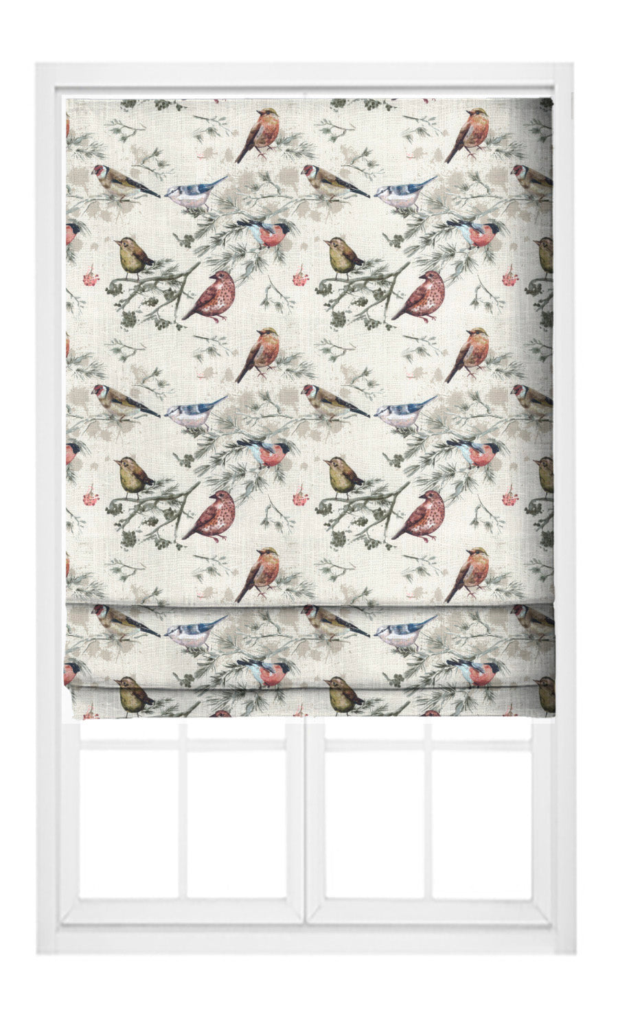 Bird-Print Cotton Home Textile Fabric Material By the Yard (Red/ Gray/ Blue/ Beige)
