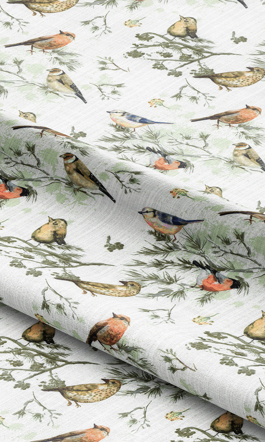 Bird-Print Cotton Free Fabric Material Sample (Yellow/ Orange/ White)