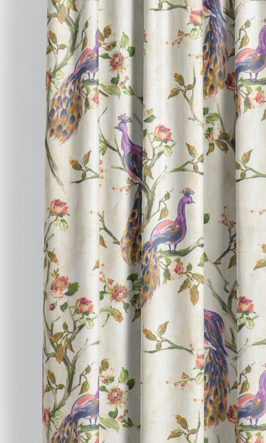 French Country Print Window Treatments Fabric Sample (Orange/ Green/ Purple)