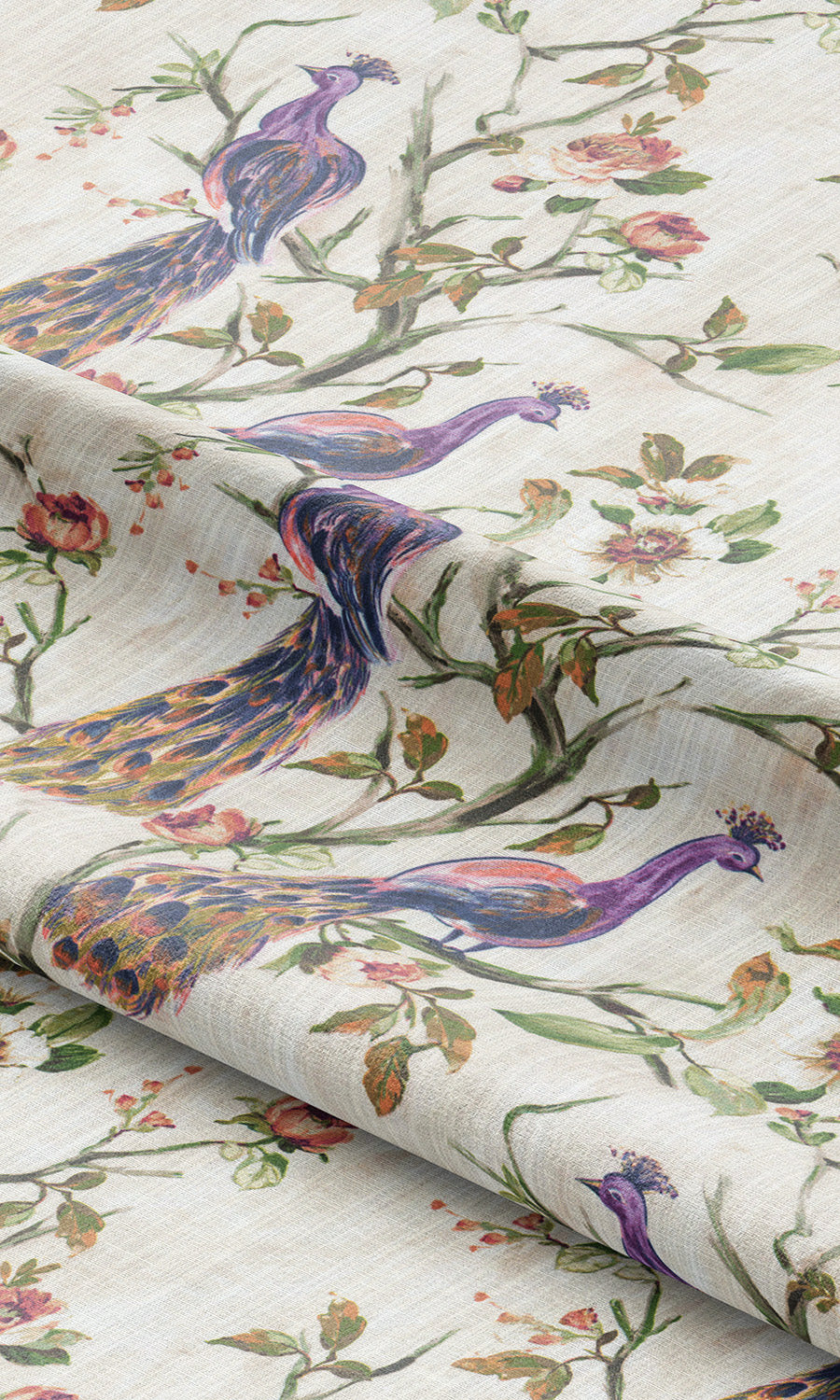 French Country Print Free Fabric Material Sample (Orange/ Green/ Purple)