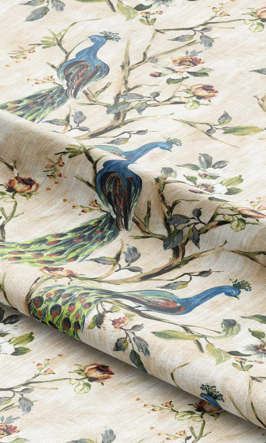 French Country Print Fabric Material By the Yard (Blue/ Green)